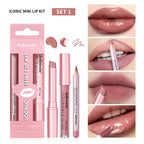 All-in-One Waterproof Lip Liner, Lipstick and Gloss Makeup Set