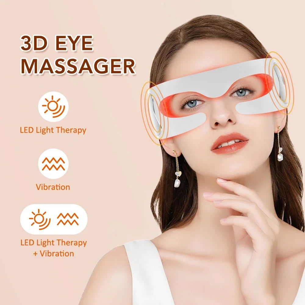 3D LED Red Light Therapy Eye Massager for Fatigue and Dark Circles