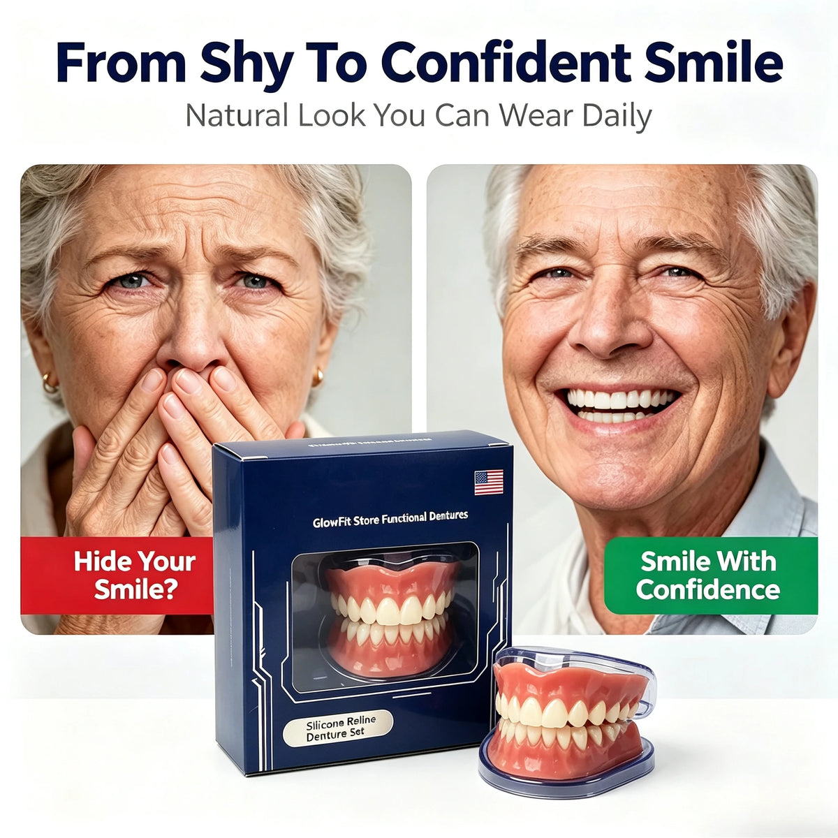 Instant Smile Cosmetic Dentures for Full Mouth