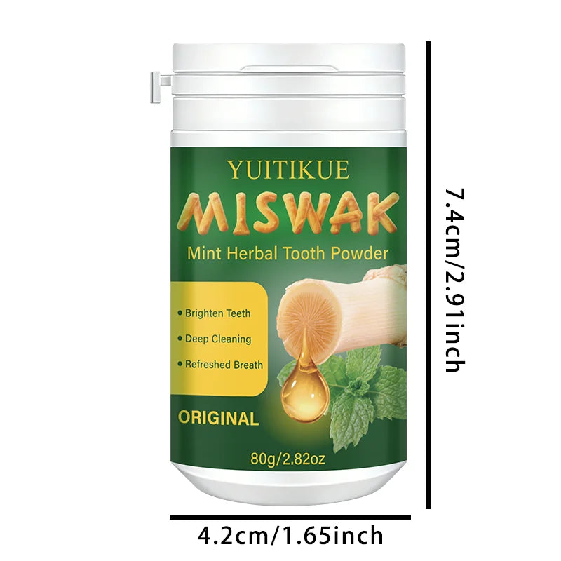 Yuitikue Miswak Mint Herbal Tooth Powder Natural Teeth Whitening 80g - 10