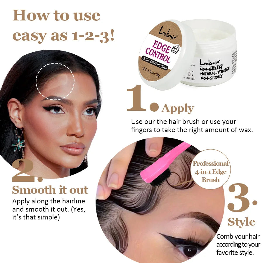 Hair Styling Wax Stick Edge Control Gel and Black Castor Oil Set - 13
