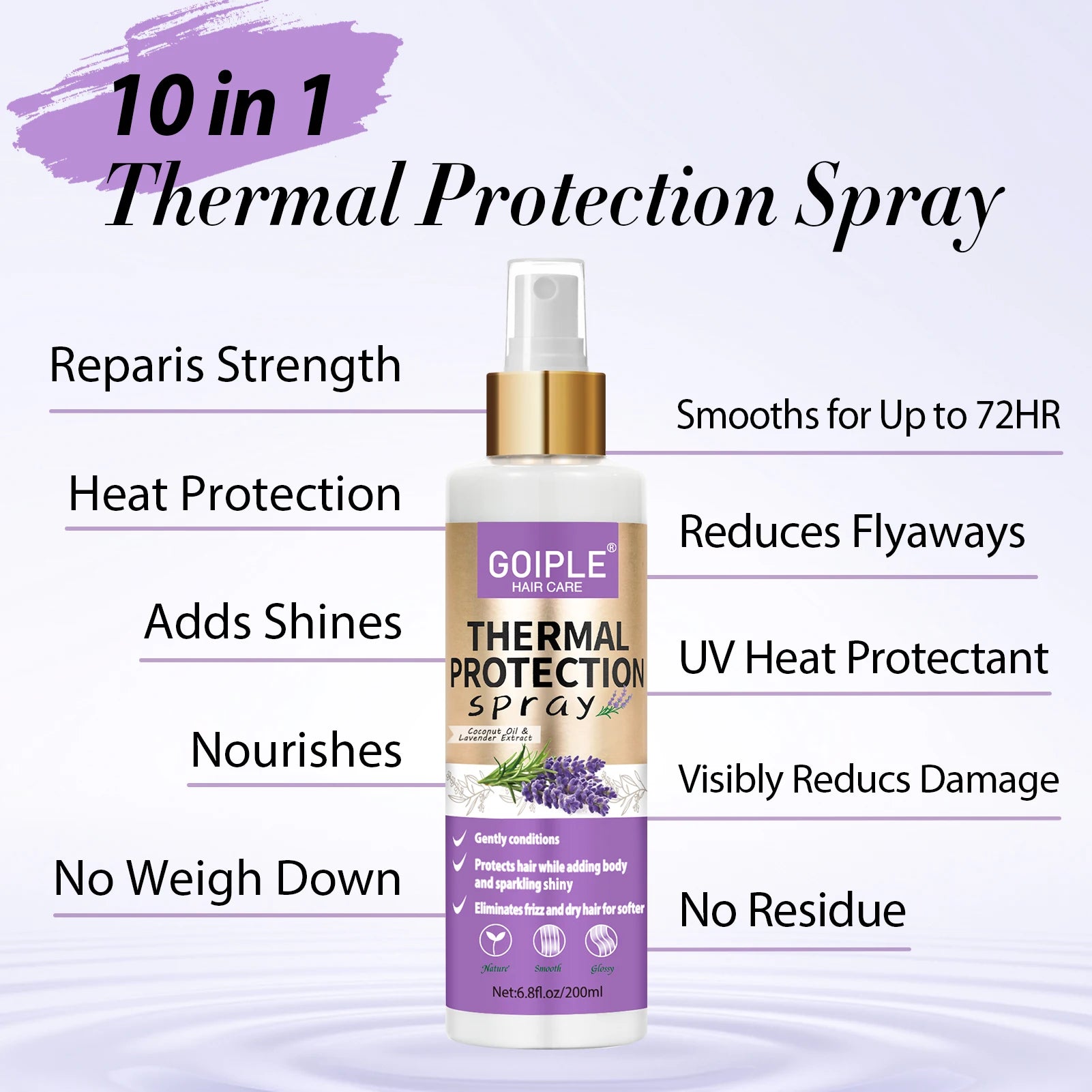 Lavender Extract Thermal Hair Protection Spray for Natural Hair and Wigs
