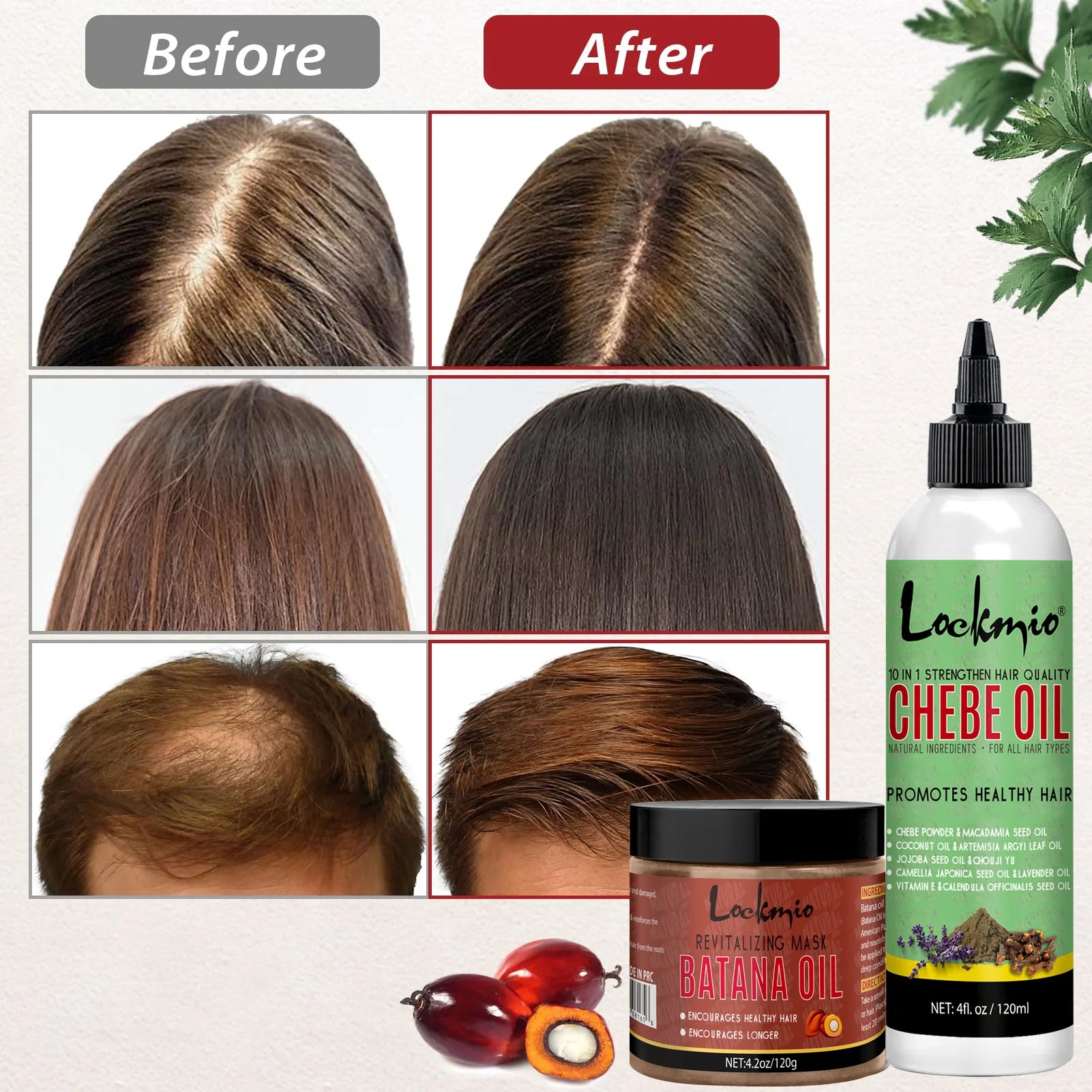 Lockmio Chebe and Batana Oil Hair Care Set for Healthy Nourished Hair - 6