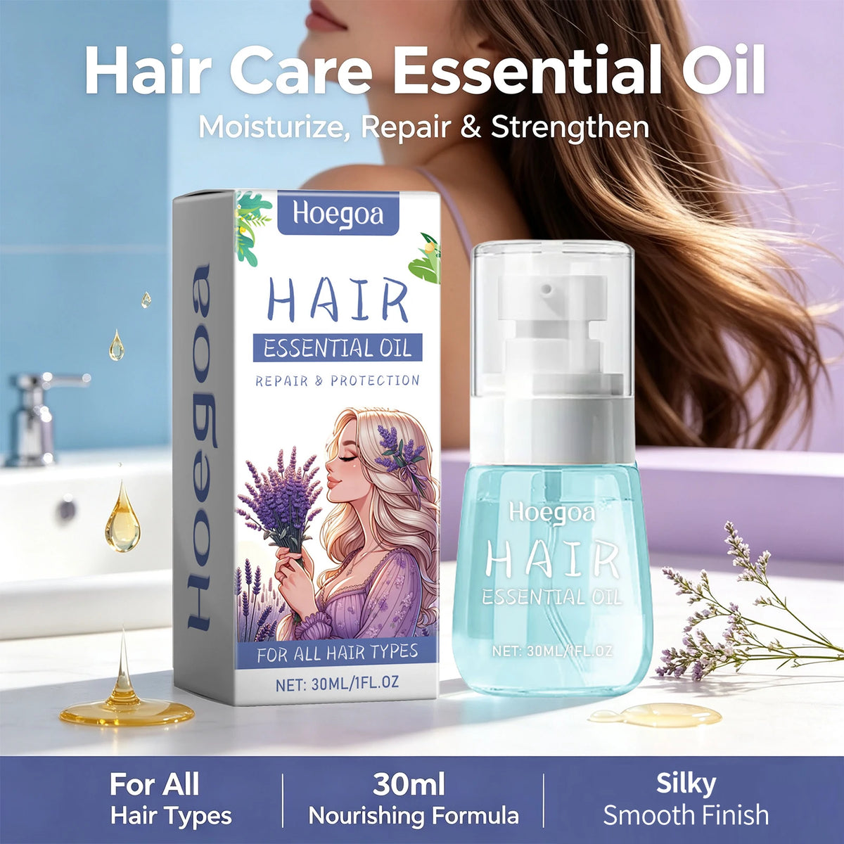 Lavender Hair Repair Oil for Frizz Control and Scalp Nourishment