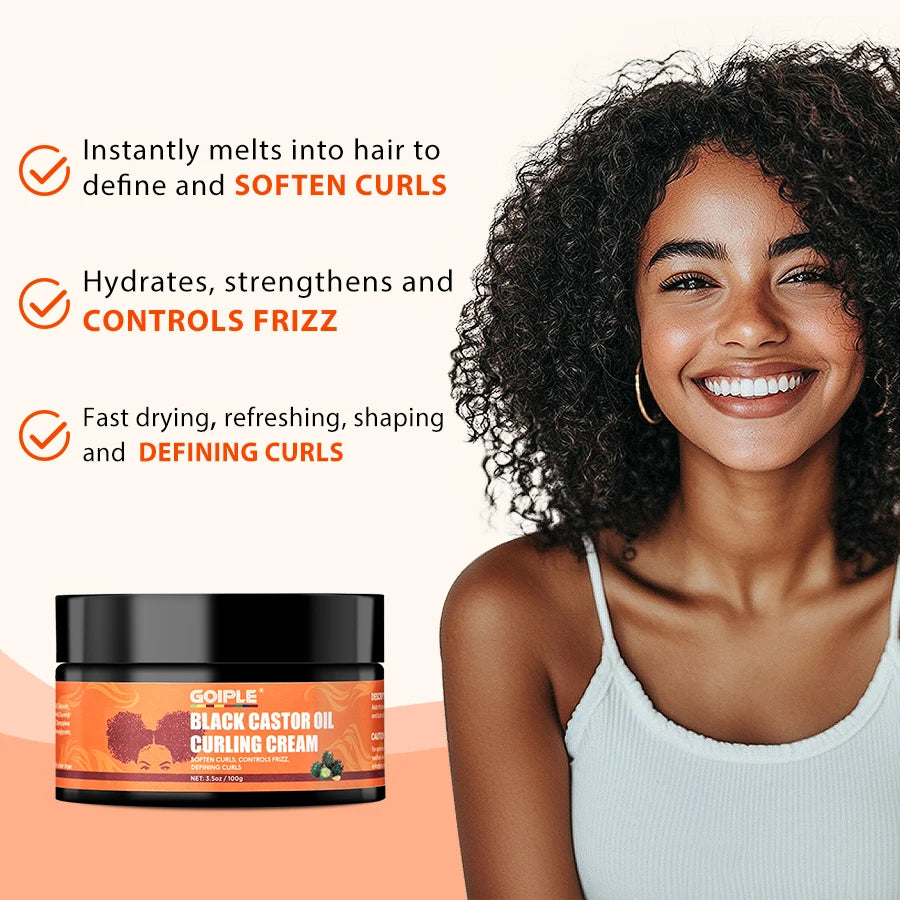 Black Castor Oil Curling Cream Hair Styling and Curl Defining Treatment - 3