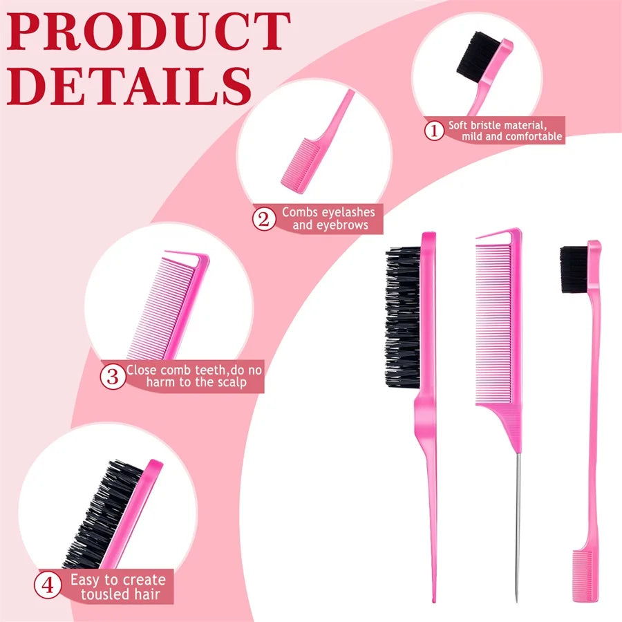 Hair Wax Stick and Edge Control Gel Set with Styling Combs - 18