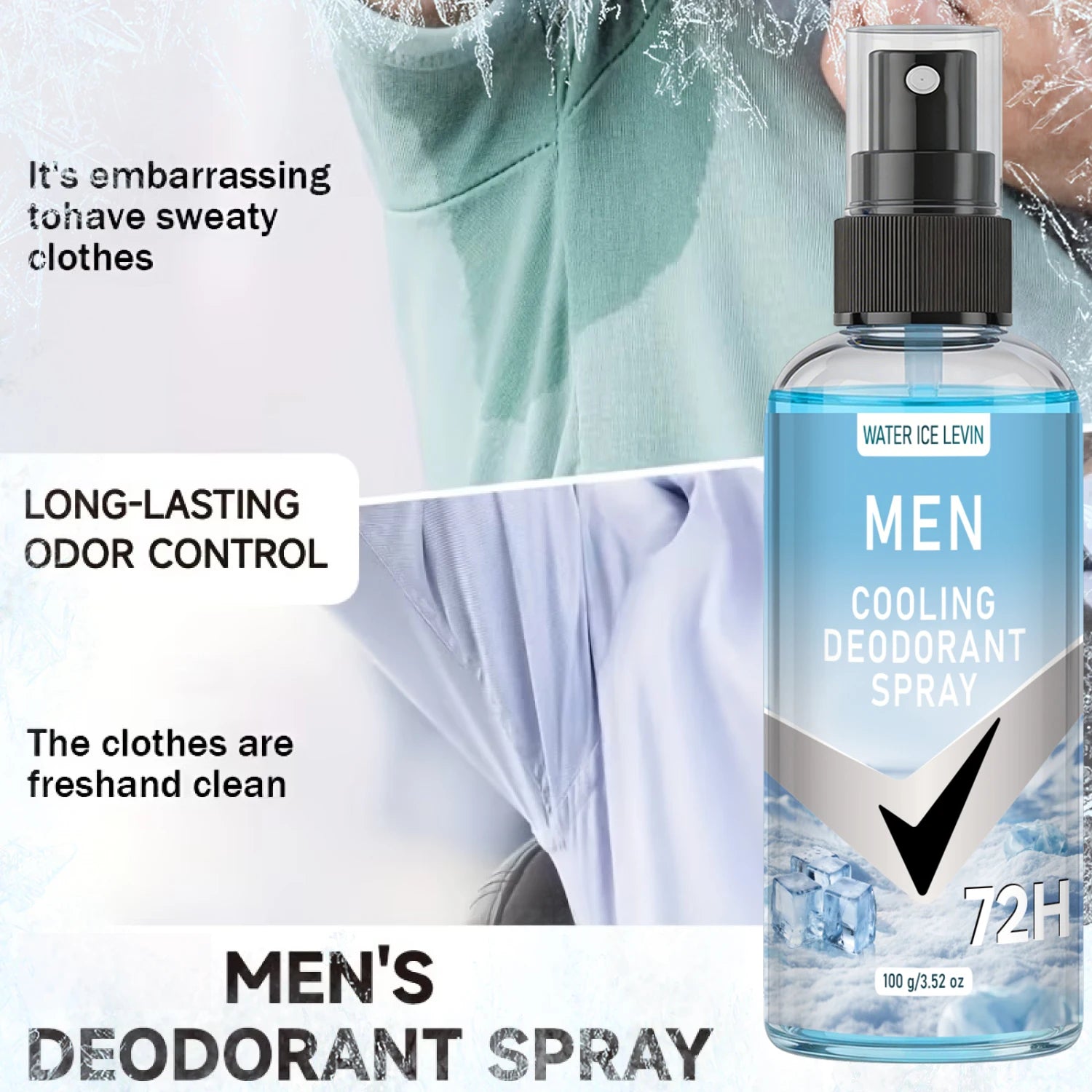 Water Ice Levin Cooling Deodorant Spray for Men Long Lasting Freshness - 5