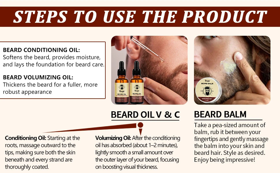 Goiple Beard Growth Oil and Balm Grooming Kit for Men - 8
