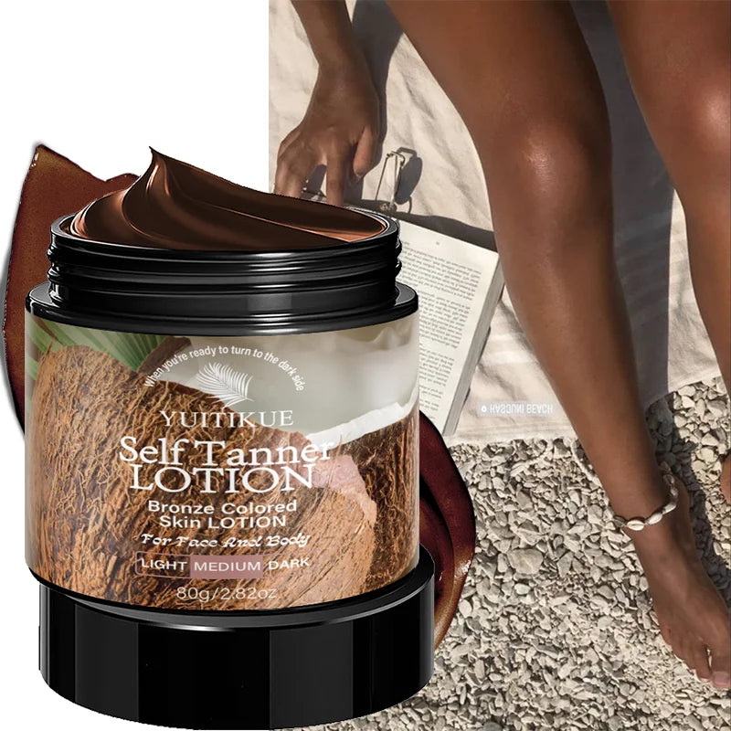 YUITIKUE Coconut Self Tanner Lotion Medium Bronze Sunless Tanning Cream - 3