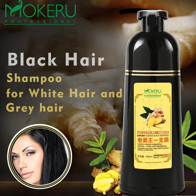 Natural Ginger Herbal Hair Dye Shampoo 500ml for Gray Hair Coverage