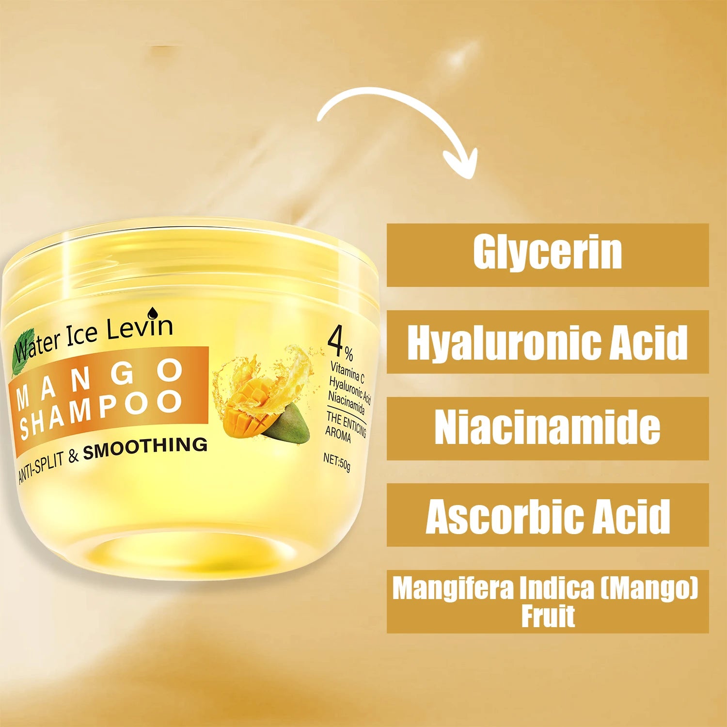 Water Ice Levin Mango Hyaluronic Acid Shampoo for Frizz Control - 5