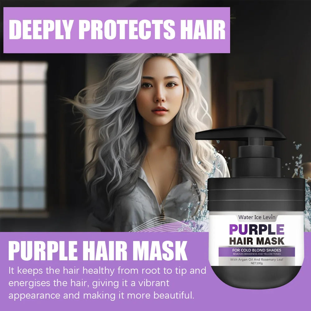 Purple Keratin Hair Mask Repairing Conditioner for Blonde Hair 100g - 8