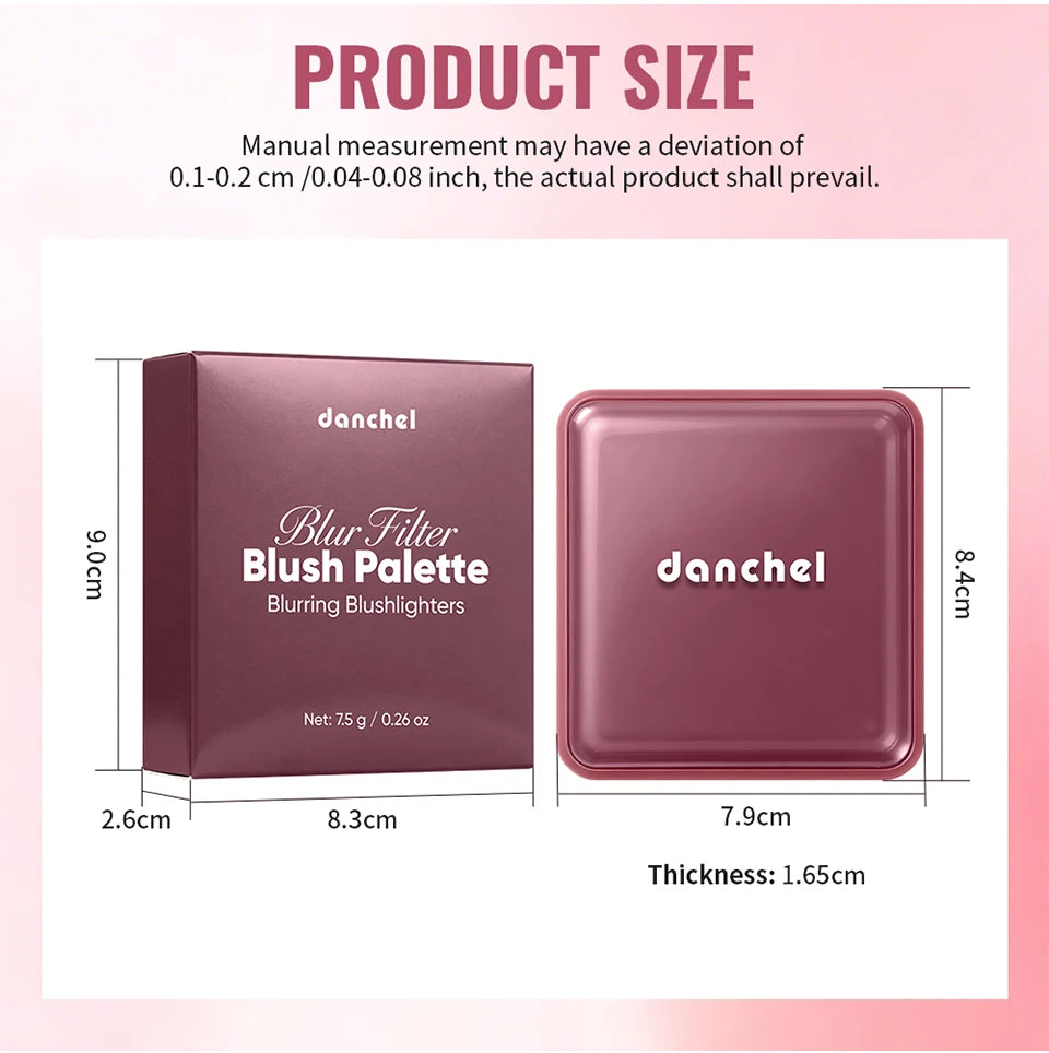 4-Color Matte Pigmented Blush Palette with Brush