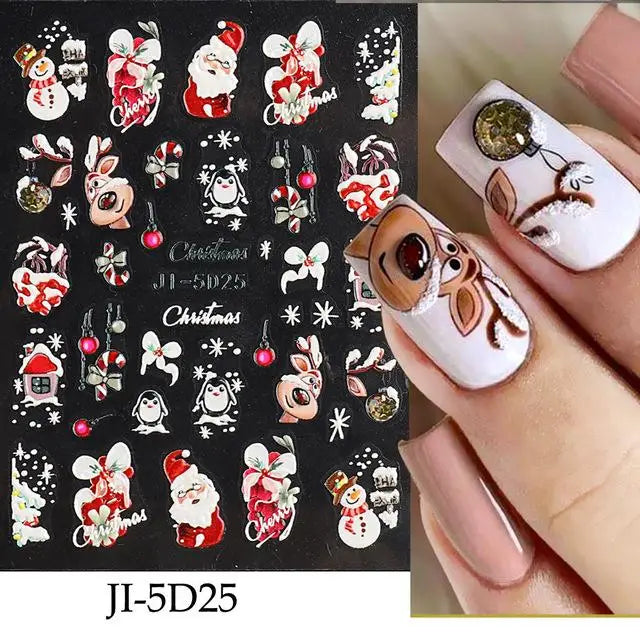 3D Christmas Cartoon Nail Art Stickers