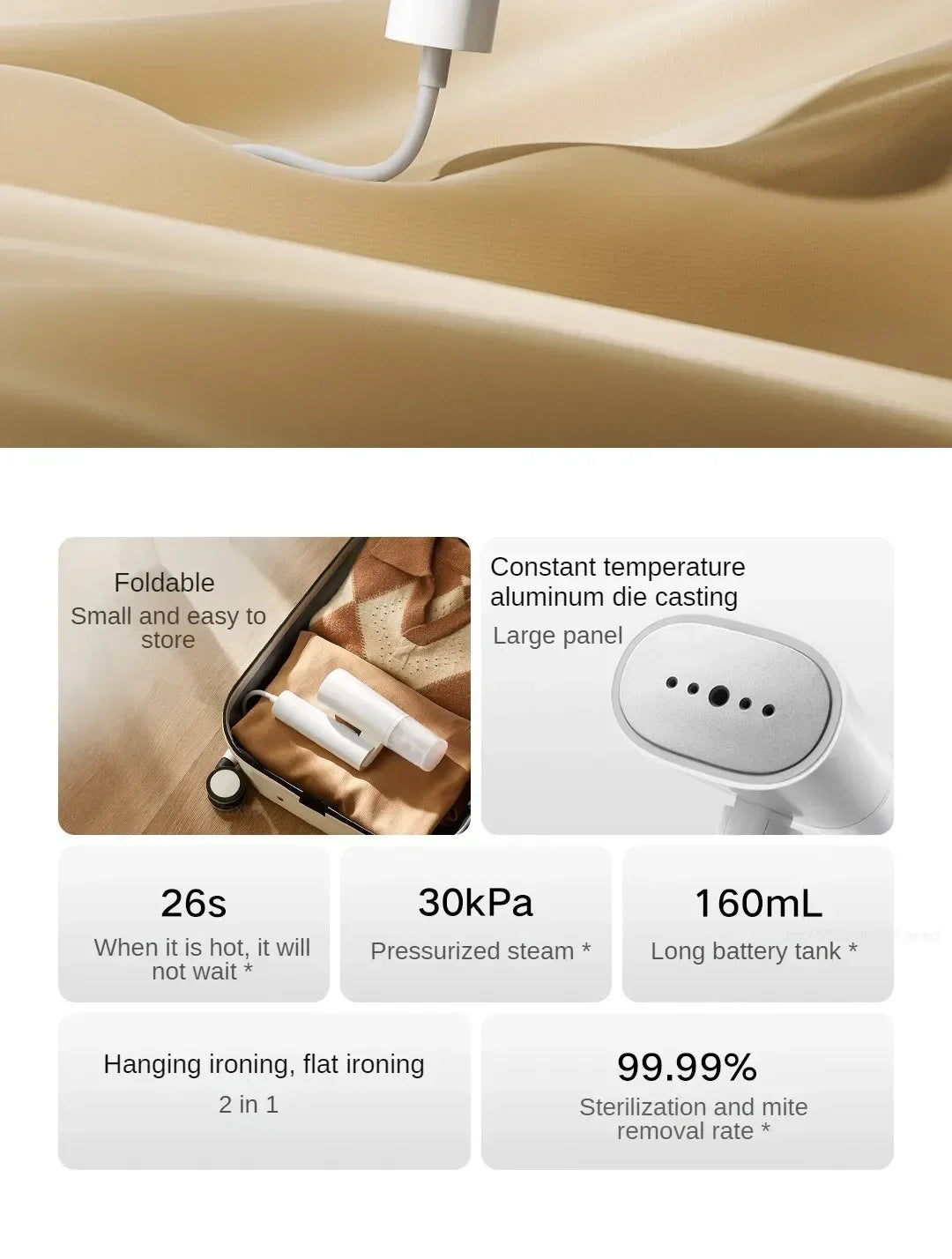 Mijia Garment Steamer 2 Foldable Handheld Portable Clothes Steam Iron