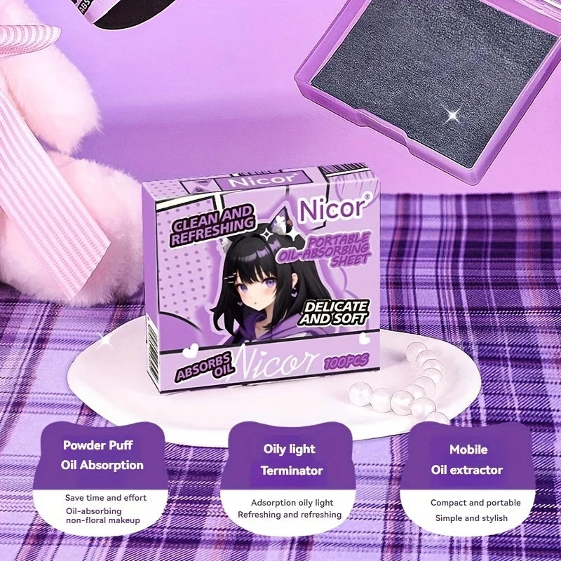 Nicor Oil Absorbing Sheets Portable Facial Blotting Paper for Matte Skin - 2