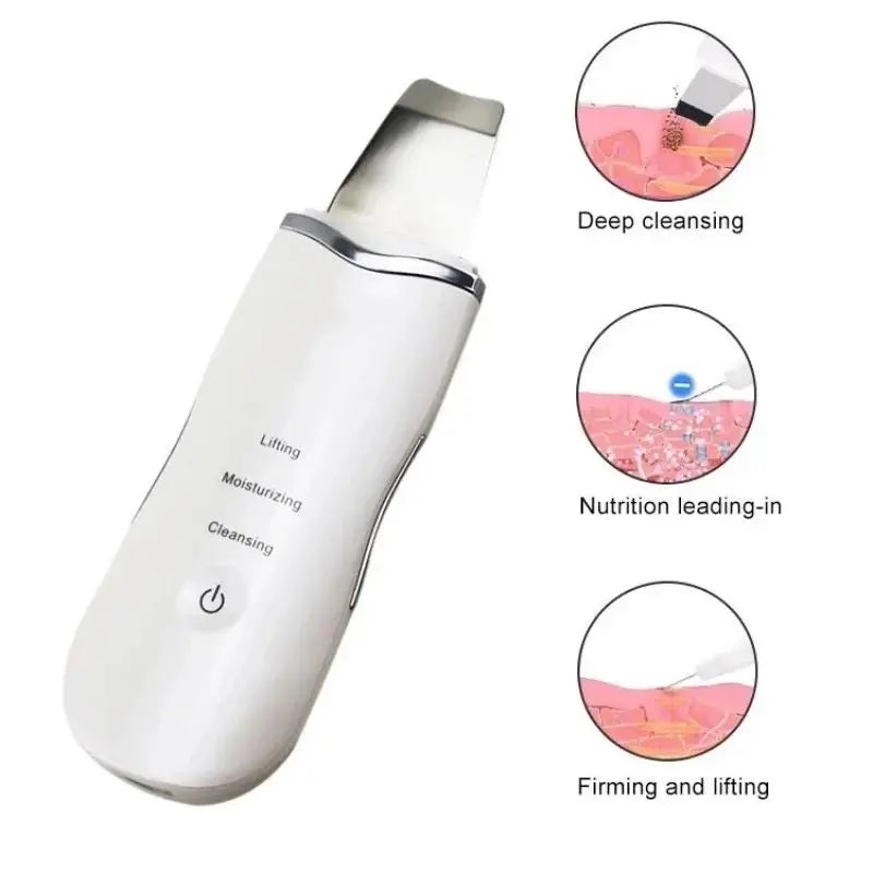 Ultrasonic Facial Skin Scrubber and Deep Pore Cleansing Spatula