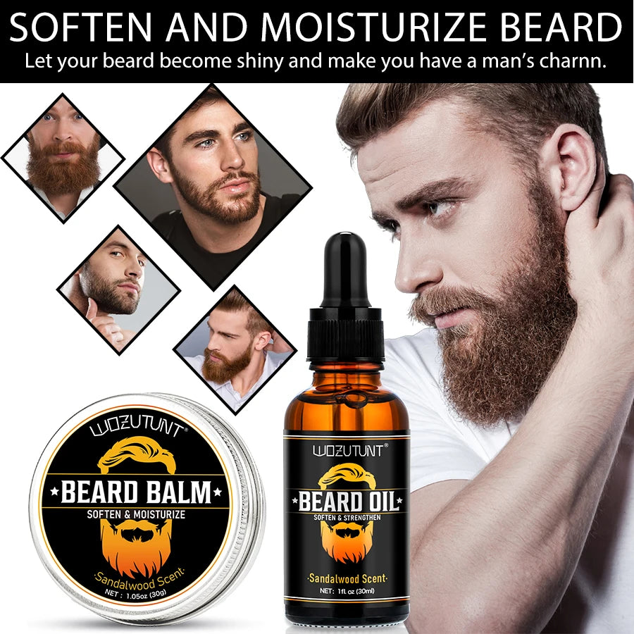 Beard Care Kit Sandalwood Grooming Set for Men Growth and Softening - 4