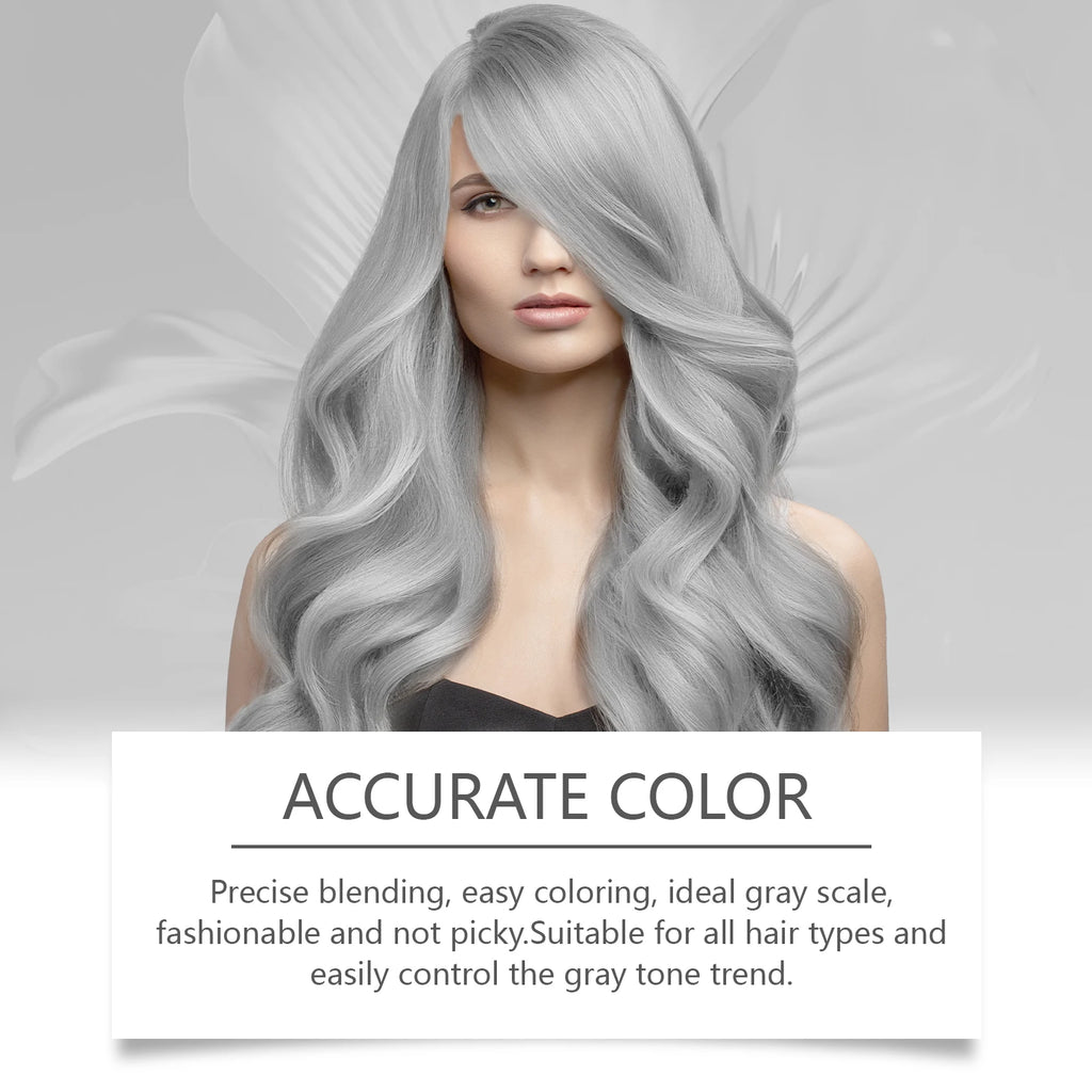 Permanent Silver Gray Hair Dye Cream for Vibrant Color Coverage