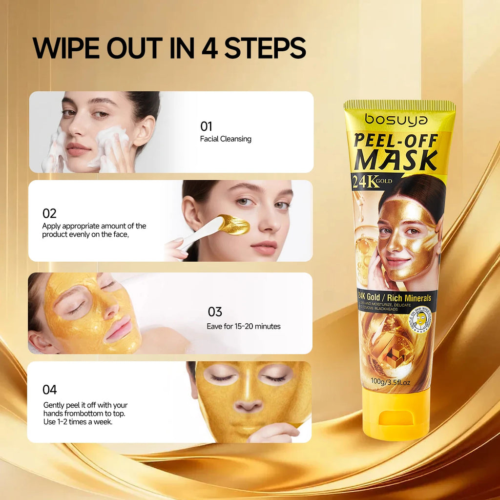 Bosuya 24K Gold Peel Off Facial Mask Deep Pore Cleansing Skin Treatment