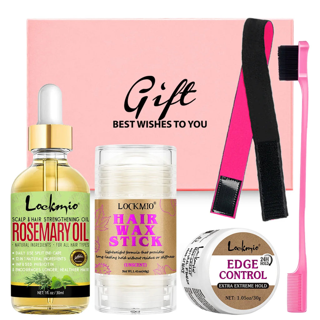 Lockmio Rosemary Hair Care Set Edge Control Wax Stick and Styling Oil