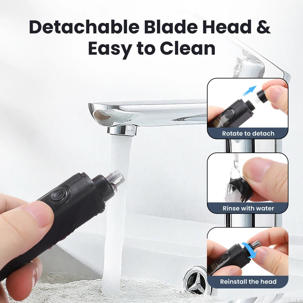 Electric Nose and Ear Hair Trimmer for Painless Grooming