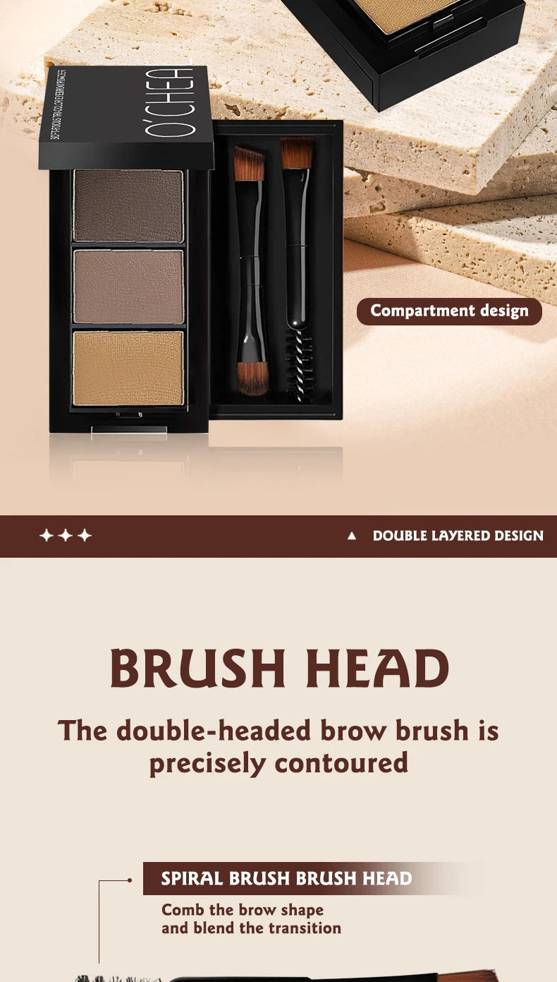 O'CHEAL Three Color Eyebrow Powder Waterproof Makeup Palette