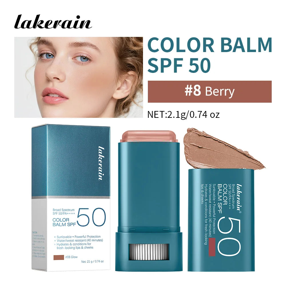 SPF 50 Tinted Sunscreen Blush Stick for Cheeks and Lips