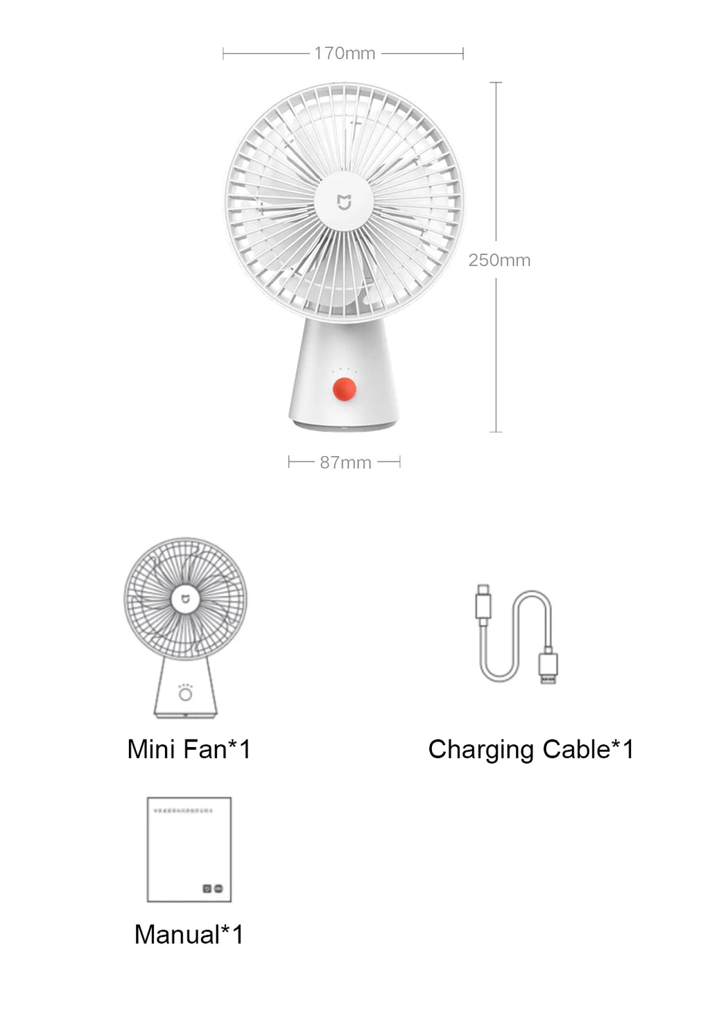 Mijia Desktop Fan Rechargeable Portable Cooling Table Fan 2 in 1