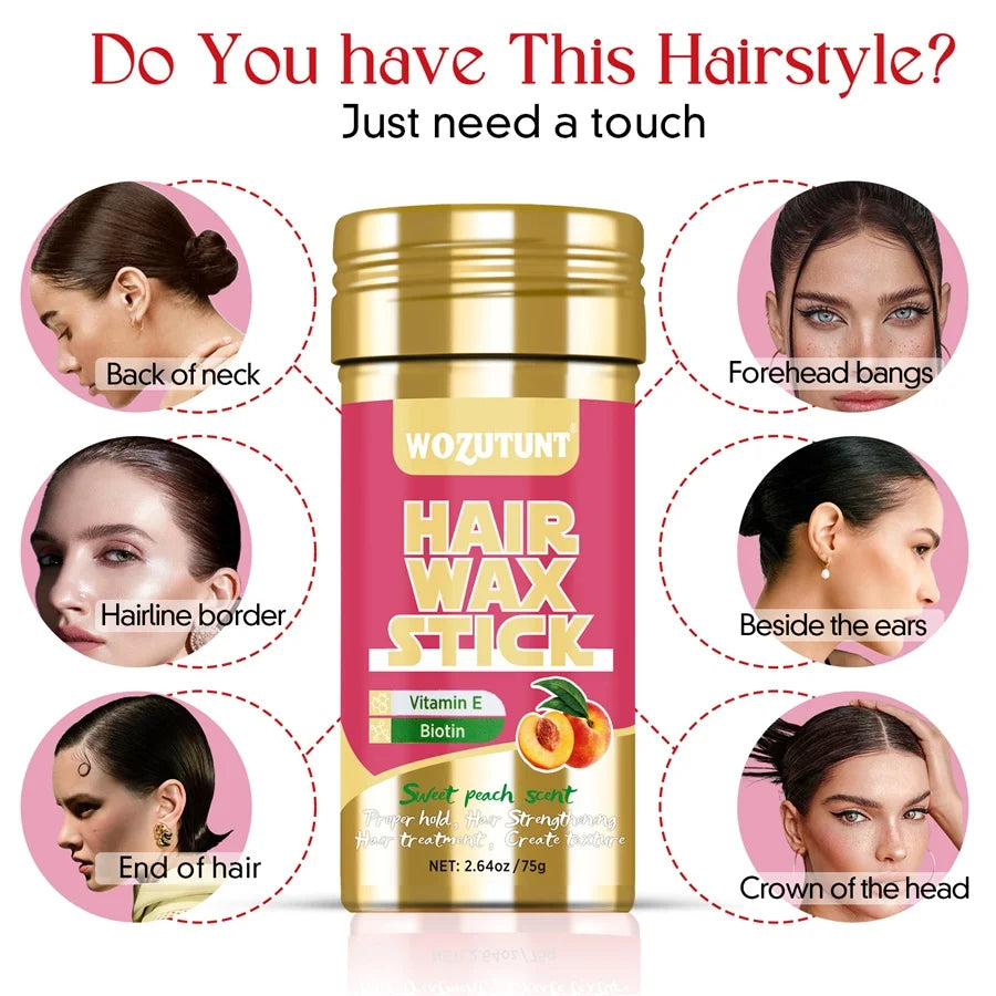 Hair Wax Stick with Styling Brush for Flyaway Control and Smoothing