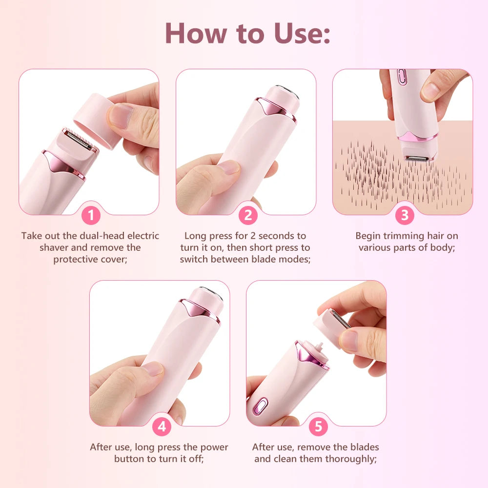 Dual-Head Electric Hair Trimmer for Women - 6