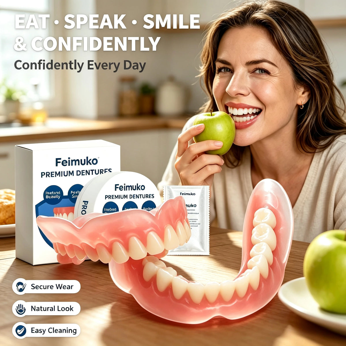 Snap-On Silicone Dentures for Natural Smile