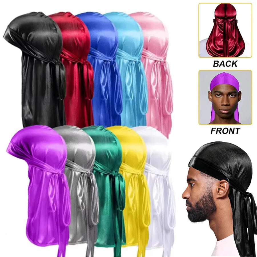 Silk Durag for Men Wave Cap Adjustable Breathable Hair Pirate Hat