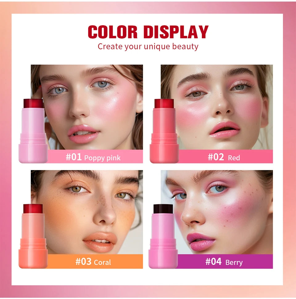 Cooling Water Jelly Blush Stick for Cheeks and Lips - 10