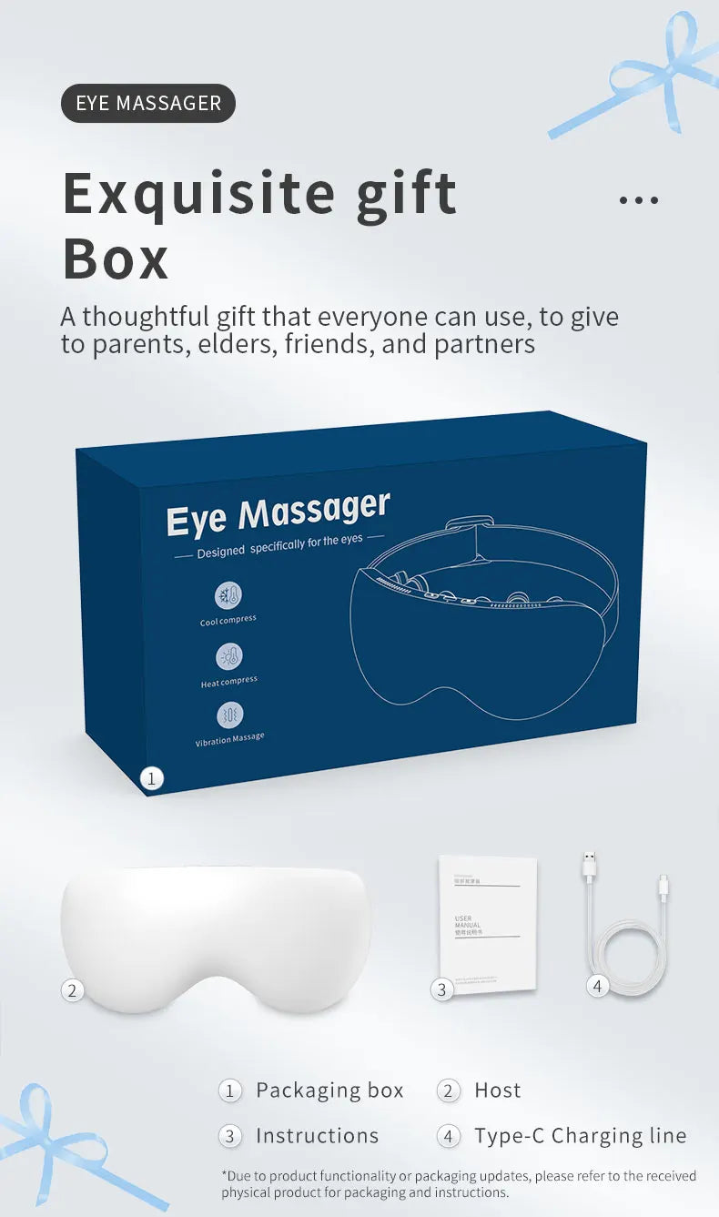 Smart Eye Massager with Cooling and Vibration for Eye Strain Relief