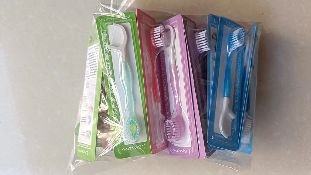 Portable Disposable Toothbrush with Toothpaste Beads Travel Dental Set