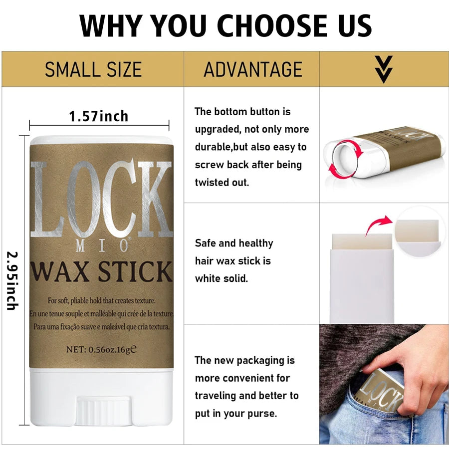 Portable Hair Wax Stick for Frizz Control and Edge Styling