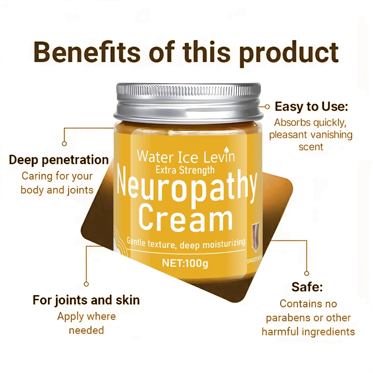 Water Ice Levin Neuropathy Cream Extra Strength Moisturizing Relief 100g - 4
