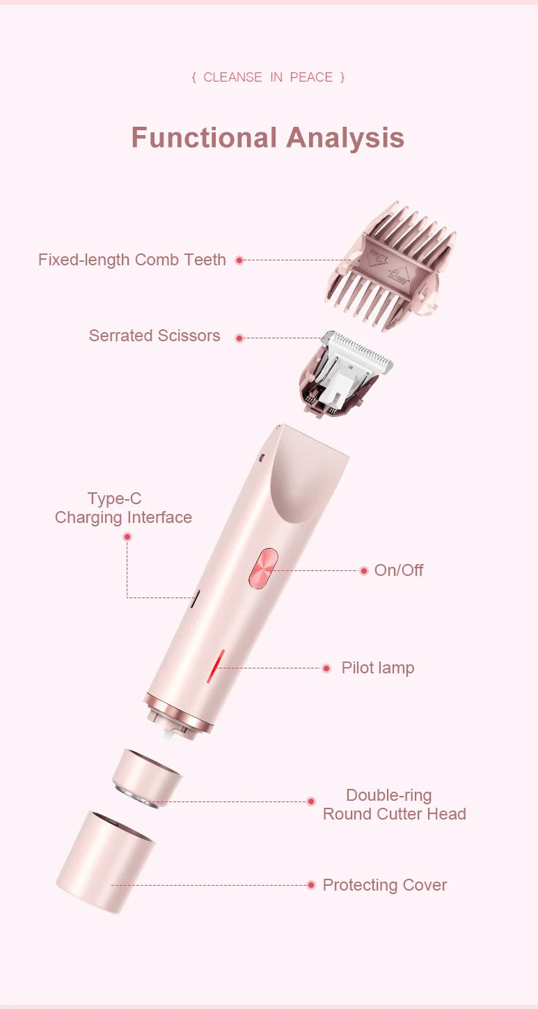 Electric Waterproof Shaver for Women Bikini and Body Hair Removal