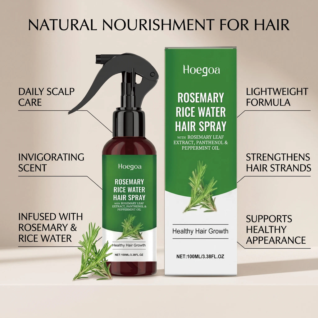 Rosemary Rice Water Hair Growth Spray for Damaged Hair