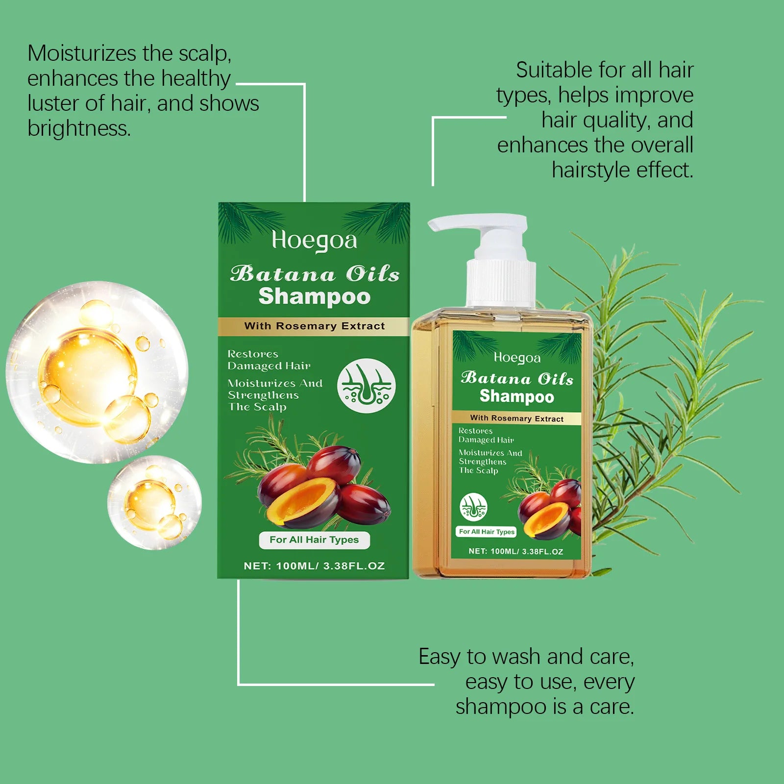 Batana Oil and Rosemary Extract Hair Shampoo for Scalp Nourishment 100ml - 10