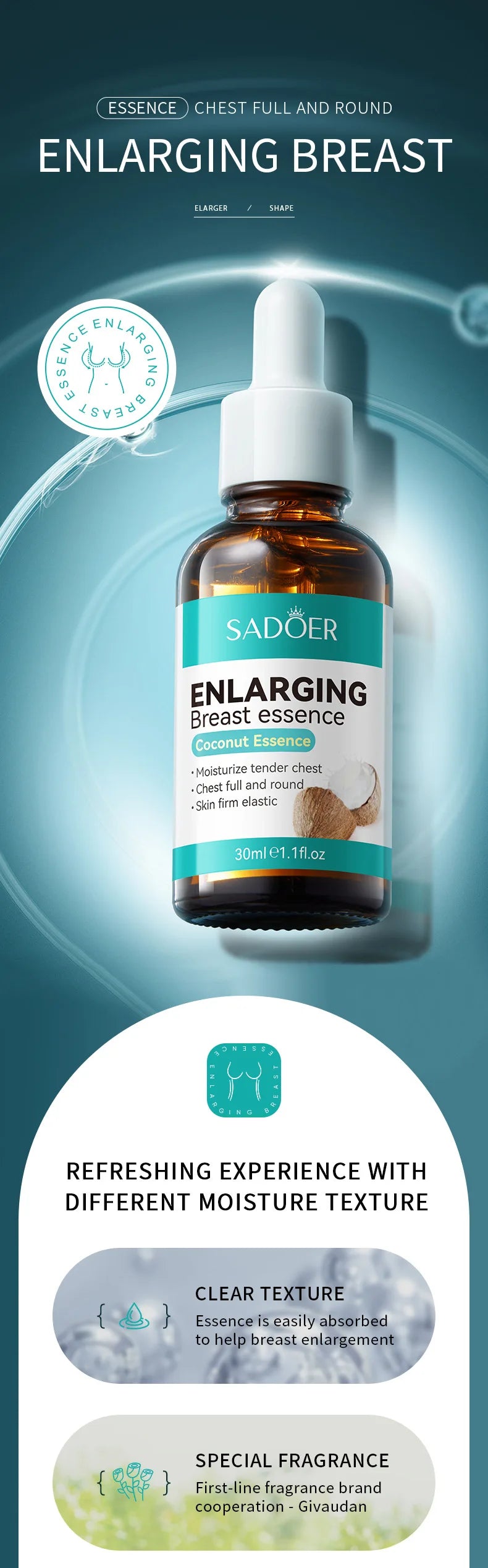Sadoer Breast Enhancement Care Set Firming Cream and Essential Oil - 27