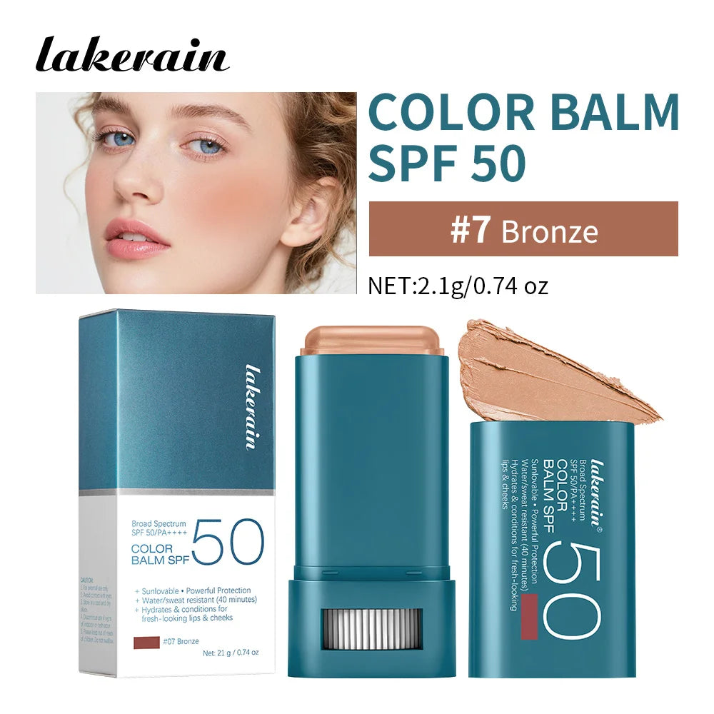 SPF 50 Tinted Sunscreen Blush Stick for Cheeks and Lips