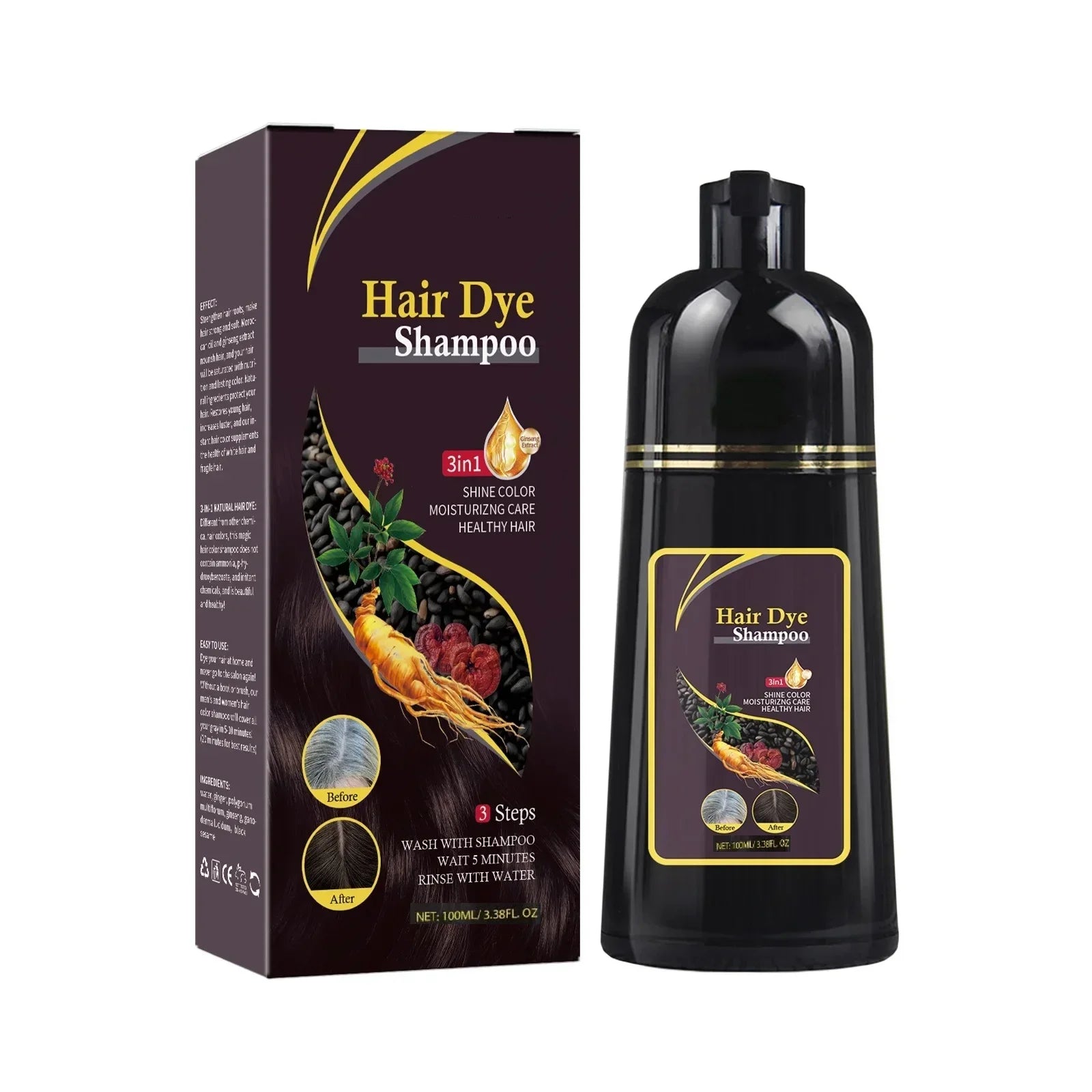 3 in 1 Hair Dyeing Care Shampoo for Men and Women 100 200ml - 19