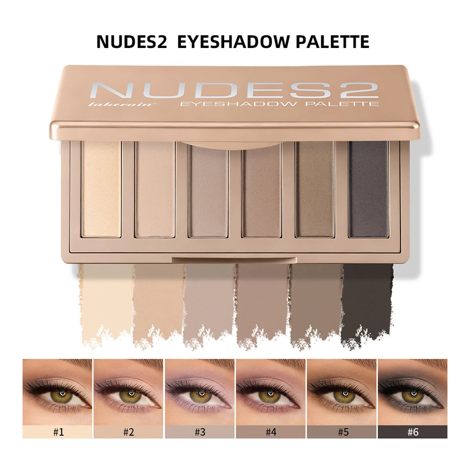 6-Color Matte Eyeshadow Palette with Brush Set - 8