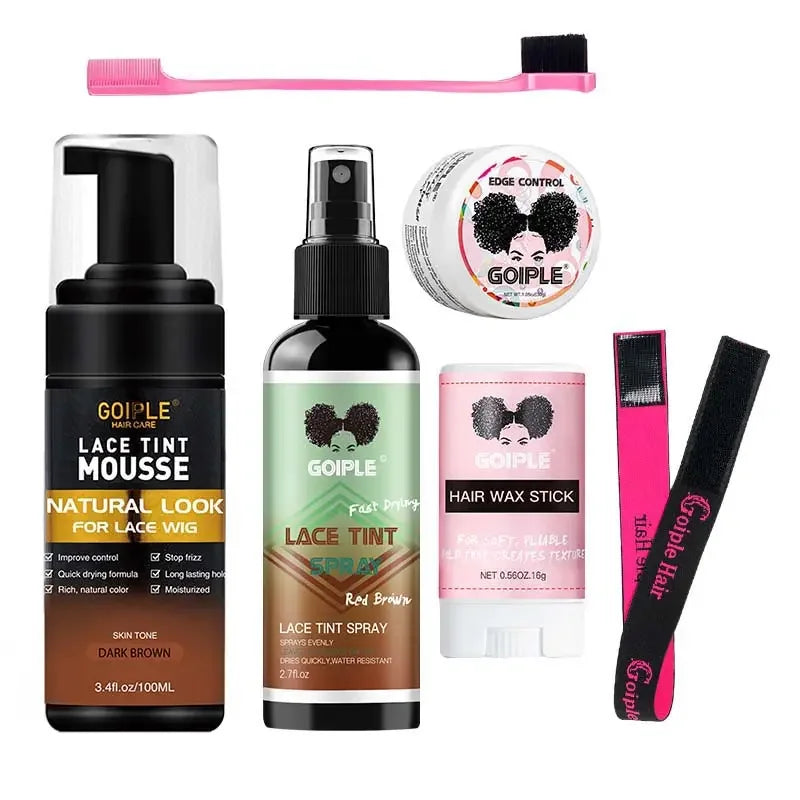 Lace Tint Mousse Wax Stick Edge Control Gel Band and Brush Set - 1