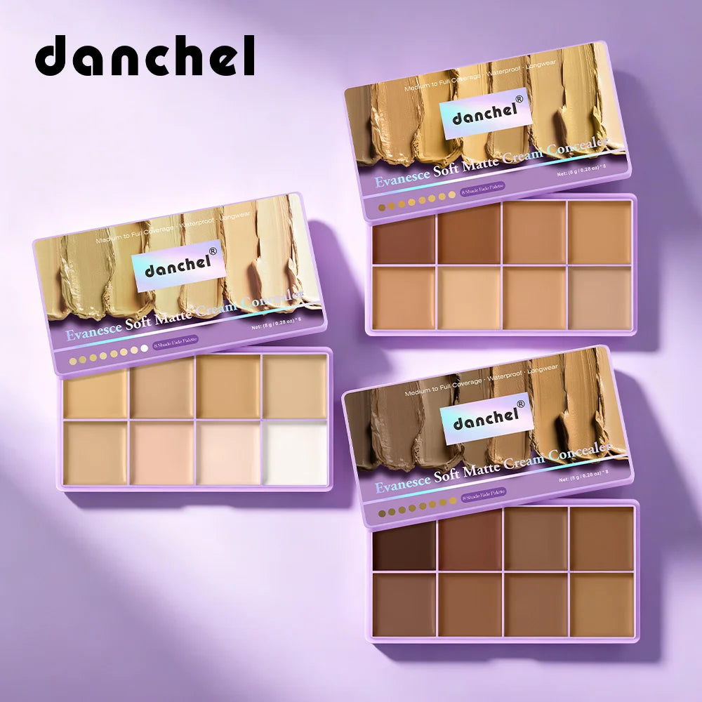8-Shade Matte Cream Concealer Palette for Full Face Coverage - 1