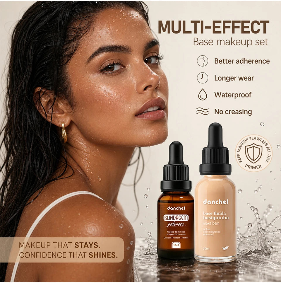 Liquid Foundation and Primer Makeup Set for Long-Lasting Coverage