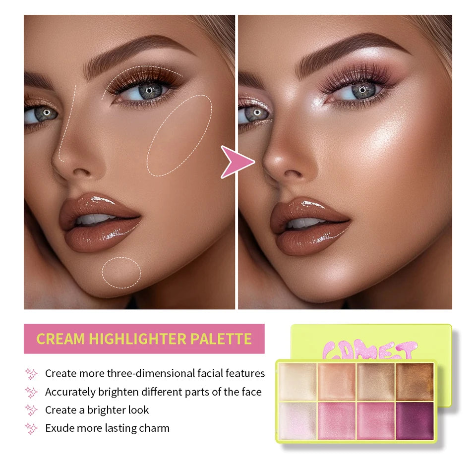8-Color Cream Highlighter and Contouring Palette - 17