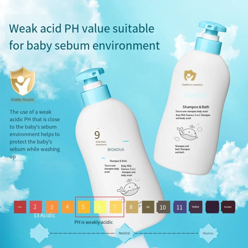 Bioaqua 2-in-1 Baby Shampoo and Body Wash Moisturizing Kids Shower Gel